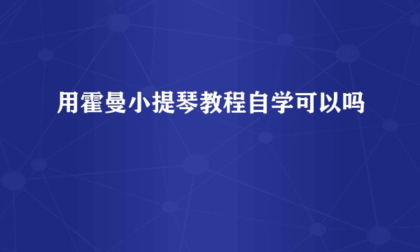 用霍曼小提琴教程自学可以吗