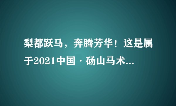 梨都跃马，奔腾芳华！这是属于2021中国·砀山马术耐力锦标赛的色彩！