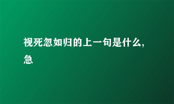 视死忽如归的上一句是什么,急