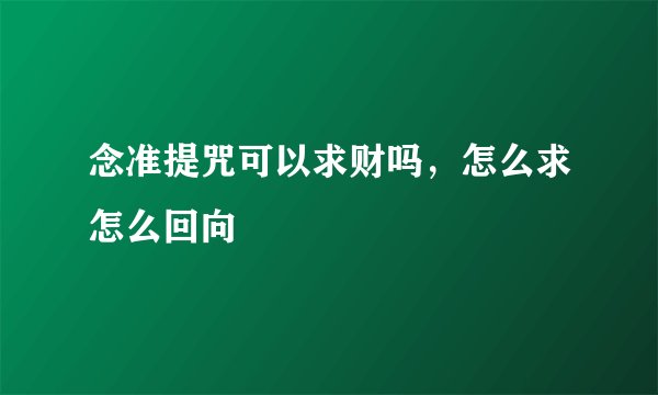念准提咒可以求财吗，怎么求怎么回向