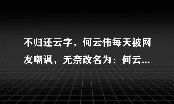 不归还云字，何云伟每天被网友嘲讽，无奈改名为：何云伟就是何伟