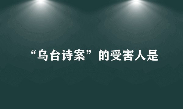 “乌台诗案”的受害人是