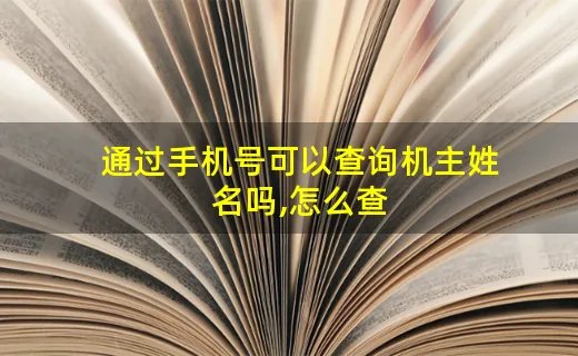 通过手机号可以查询机主姓名吗,怎么查