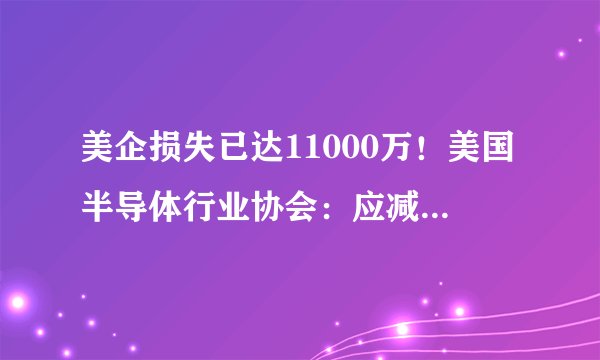 美企损失已达11000万！美国半导体行业协会：应减少对芯片出口限制