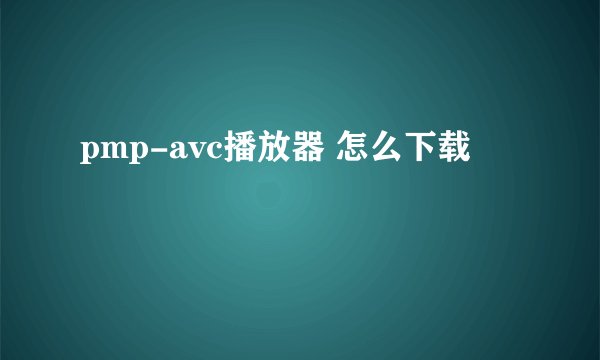 pmp-avc播放器 怎么下载