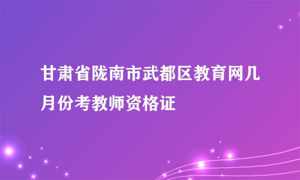 甘肃省陇南市武都区教育网几月份考教师资格证