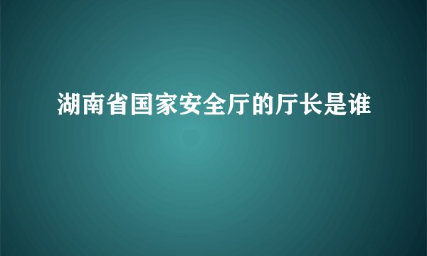 湖南省国家安全厅的厅长是谁
