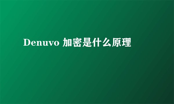 Denuvo 加密是什么原理