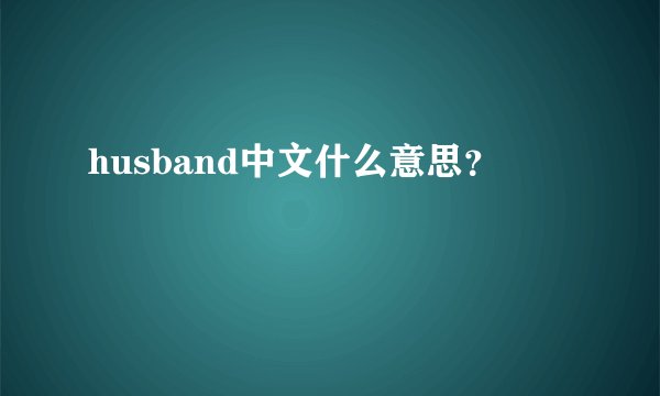 husband中文什么意思？