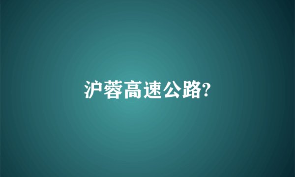 沪蓉高速公路?