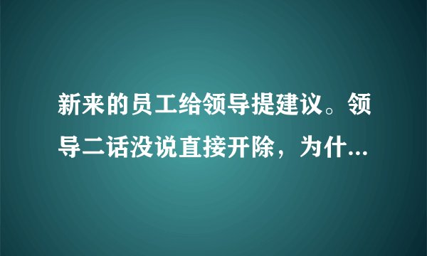 新来的员工给领导提建议。领导二话没说直接开除,为什么呢?怎么说