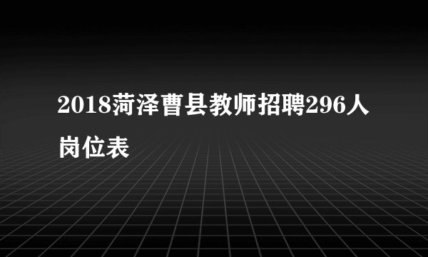 2018菏泽曹县教师招聘296人岗位表
