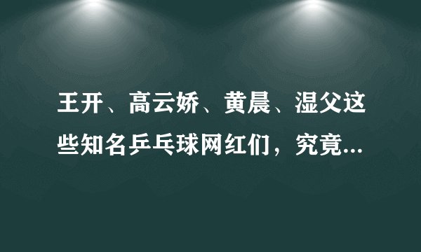 王开、高云娇、黄晨、湿父这些知名乒乓球网红们，究竟是啥水平？