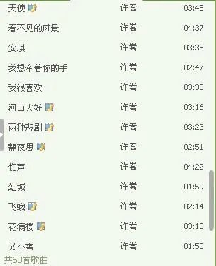 许嵩好听的歌曲排名