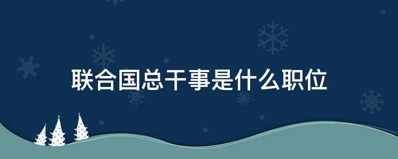 联合国总干事是什么职位