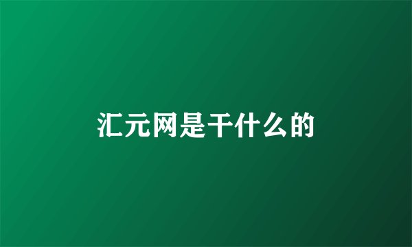 汇元网是干什么的