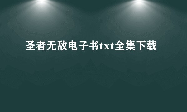 圣者无敌电子书txt全集下载