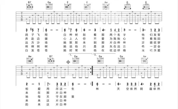 白桦林吉他谱