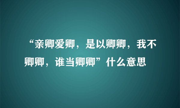 “亲卿爱卿，是以卿卿，我不卿卿，谁当卿卿”什么意思
