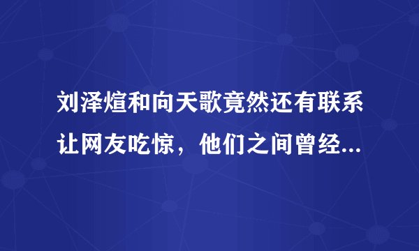 刘泽煊和向天歌竟然还有联系让网友吃惊，他们之间曾经有过怎样的瓜葛？