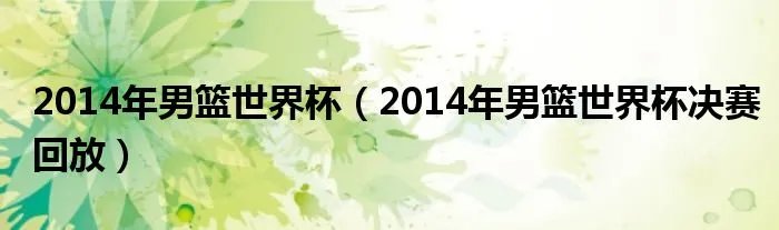 2014年男篮世界杯（2014年男篮世界杯决赛回放）