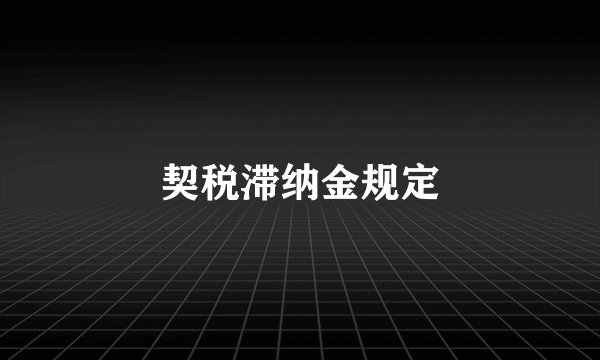 契税滞纳金规定