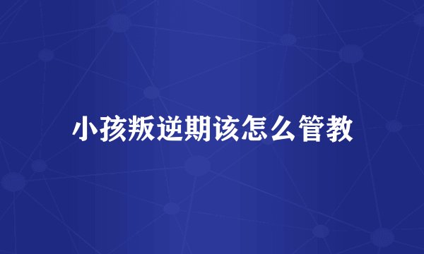 小孩叛逆期该怎么管教