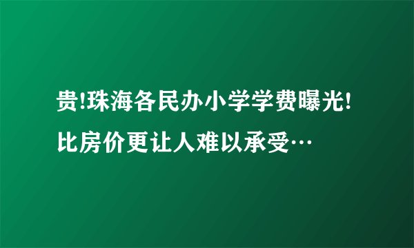 贵!珠海各民办小学学费曝光!比房价更让人难以承受…