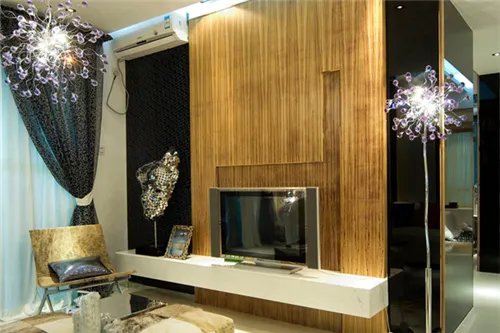实木电视背景墙效果图 打造清新自然的客厅空间