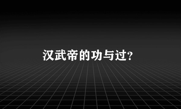 汉武帝的功与过？