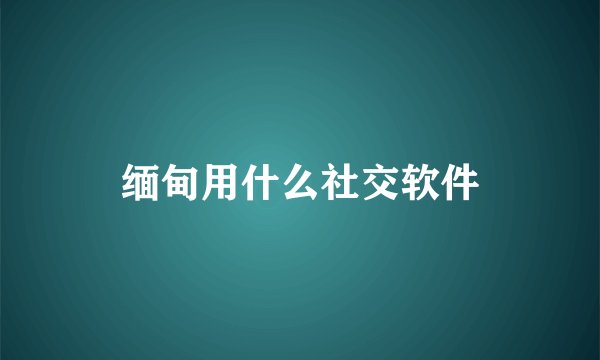 缅甸用什么社交软件