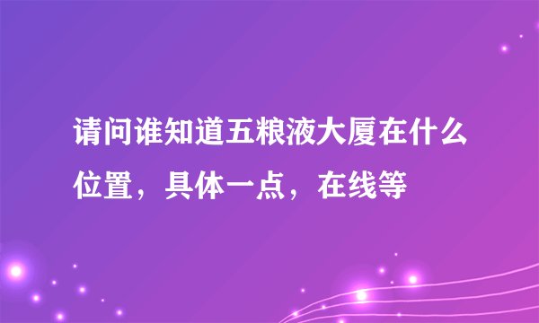 请问谁知道五粮液大厦在什么位置，具体一点，在线等