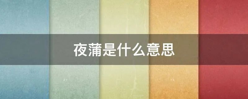 夜蒲是什么意思