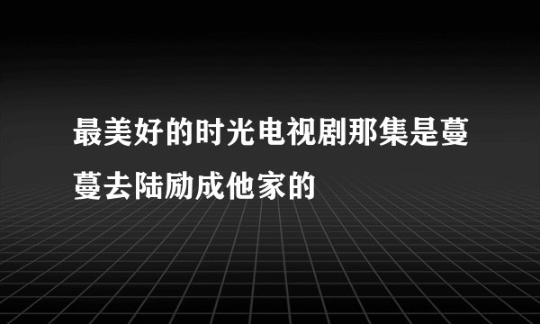 最美好的时光电视剧那集是蔓蔓去陆励成他家的