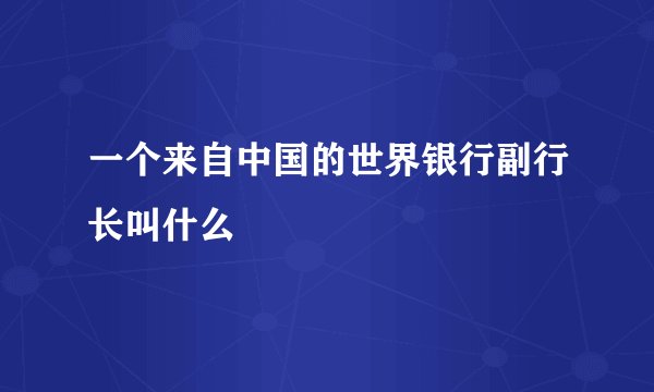 一个来自中国的世界银行副行长叫什么
