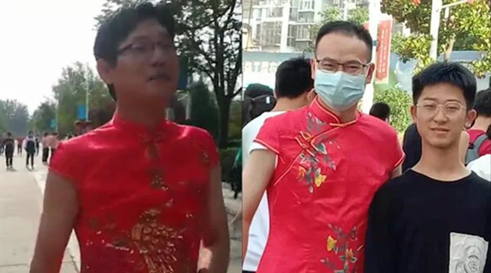 淮安一高三男班主任穿旗袍给学生送考,这届老师为了学生考出好成绩有多拼?