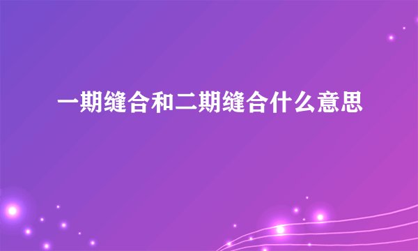 一期缝合和二期缝合什么意思