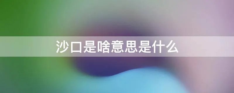 沙口是啥意思是什么