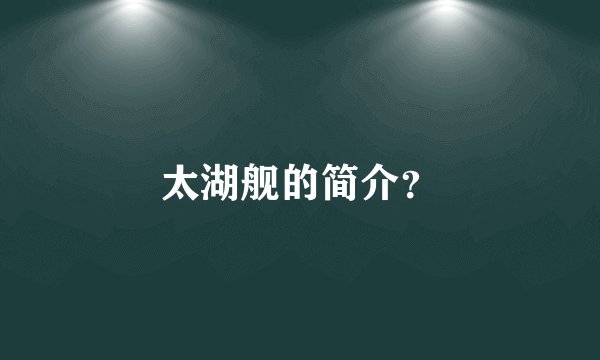 太湖舰的简介？