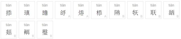 tian有哪些字