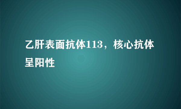 乙肝表面抗体113，核心抗体呈阳性