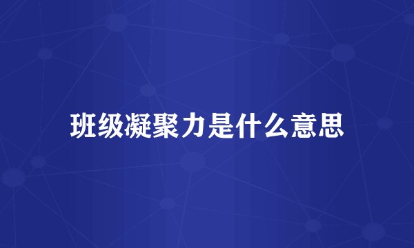 班级凝聚力是什么意思