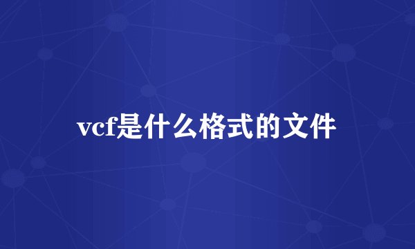 vcf是什么格式的文件