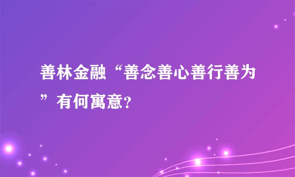 善林金融“善念善心善行善为”有何寓意？
