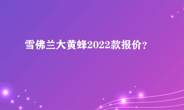 雪佛兰大黄蜂2022款报价？