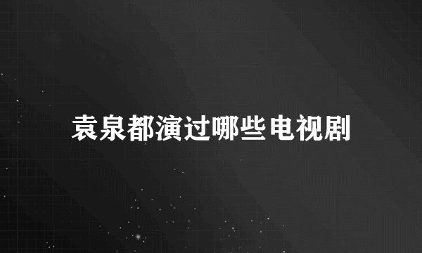 袁泉都演过哪些电视剧
