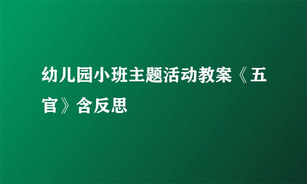 幼儿园小班主题活动教案《五官》含反思