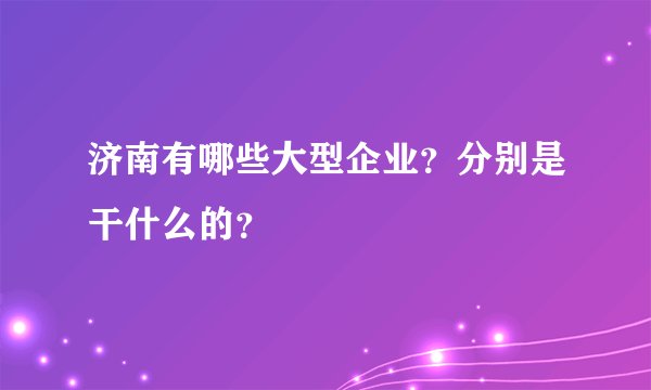 济南有哪些大型企业？分别是干什么的？