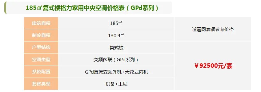 格力中央空调报价 格力中央空调价格表