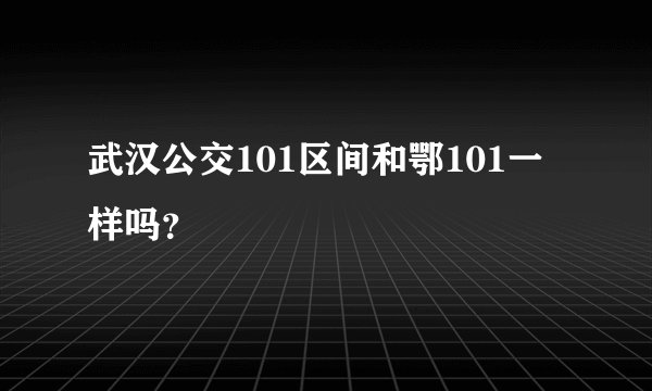 武汉公交101区间和鄂101一样吗？
